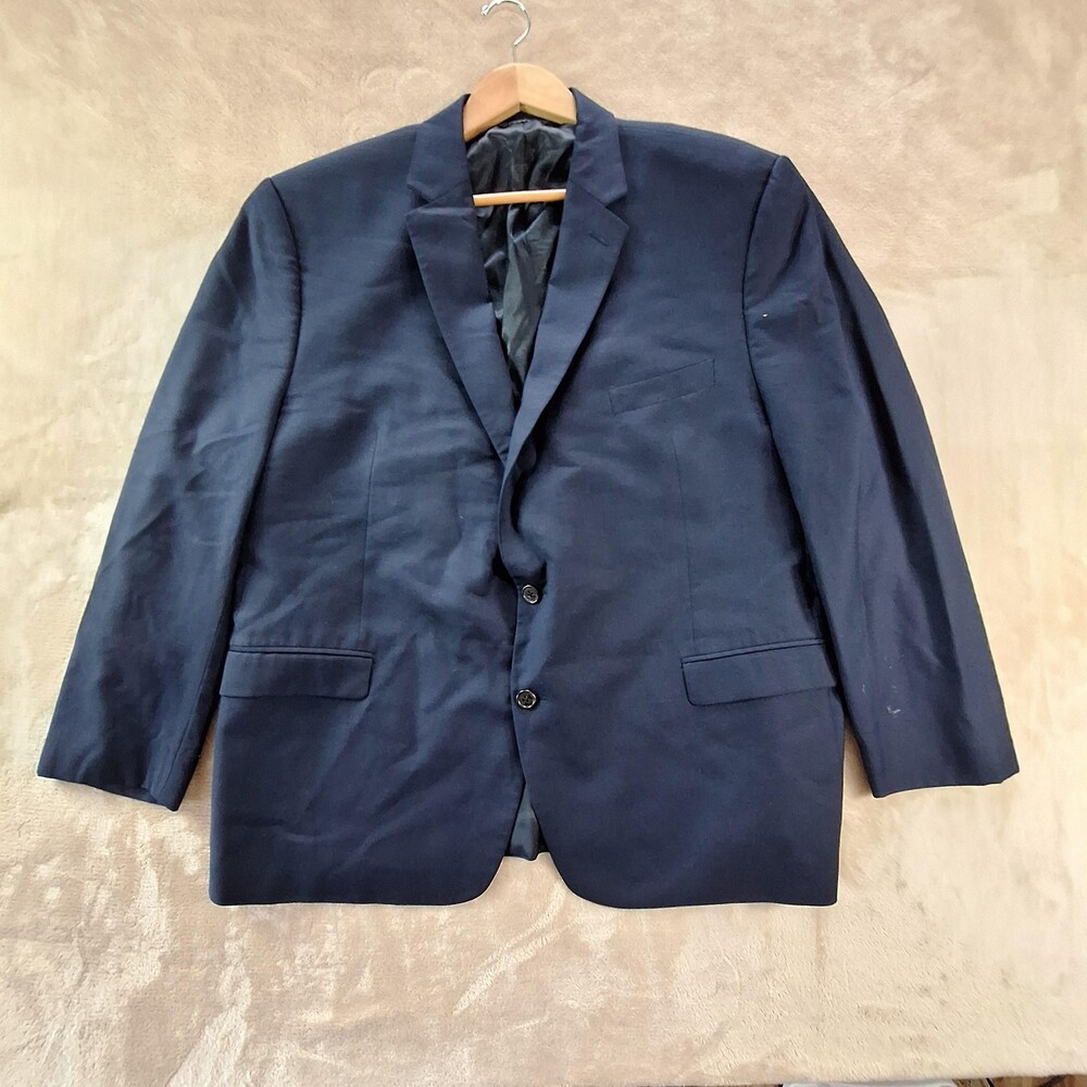 Lauren Ralph Lauren Blazer Mens 50R Navy Blue Wool Blend Two Button Suit Jacket
